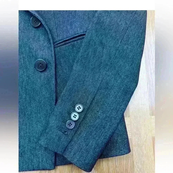 🔥🔥 NWOT Theory Double Breasted Deadstock Denim Coat Blazer Dark Blue 00 Jacket - Picture 15 of 16